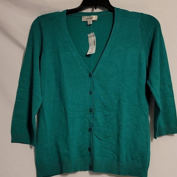 𝅺Dress Barn V Neck 3/4 Sleeve Cardigan Sweater - Picture 1 of 6